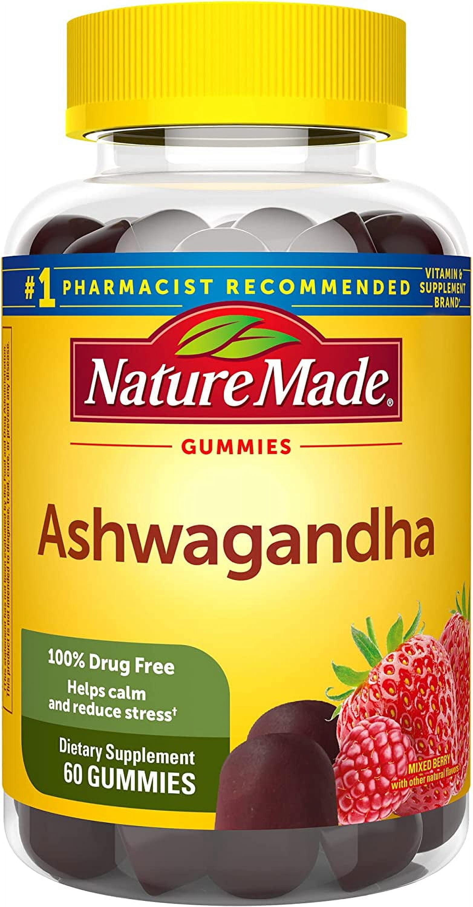 Nature Made Ashwagandha Gummies 125mg, Dietary Supplement for Stress Support, 60 Count