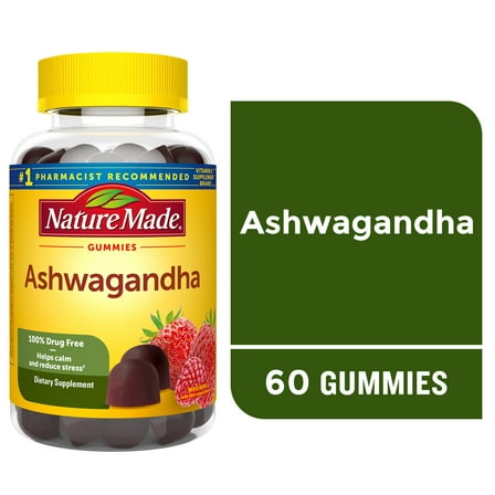 Nature Made Ashwagandha Gummies 125mg, Dietary Supplement for Stress Support, 60 Count