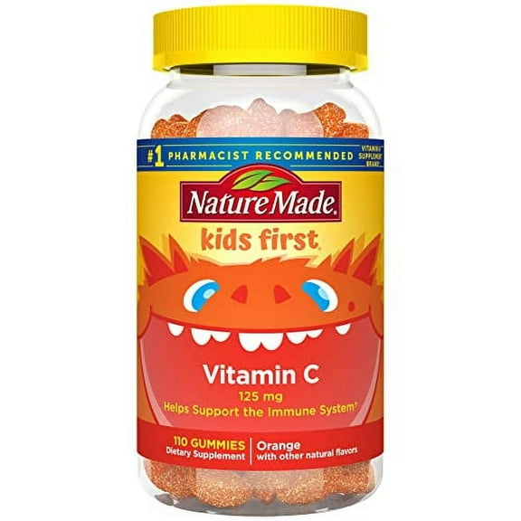 Nature Made Kids First Vitamin C Gummies, Dietary Supplement for Immune Support, 110 Gummies, 110 Day Supply
