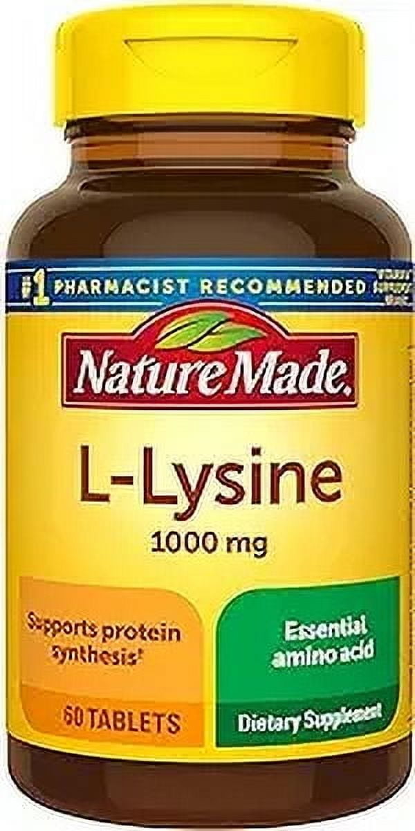 Nature Made L-Lysine 1000 mg, Dietary Supplement, 60 Tablets, 60 Day Supply
