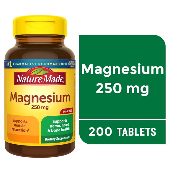 Nature Made Magnesium Oxide 250 mg Tablets, Supports Muscle Relaxation, 200 Count