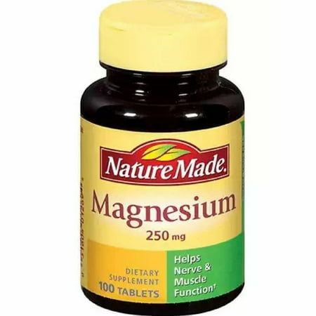 Nature Made Magnesium 250 mg Helps Nerve & Muscle Function 100 ct, Pack of 3