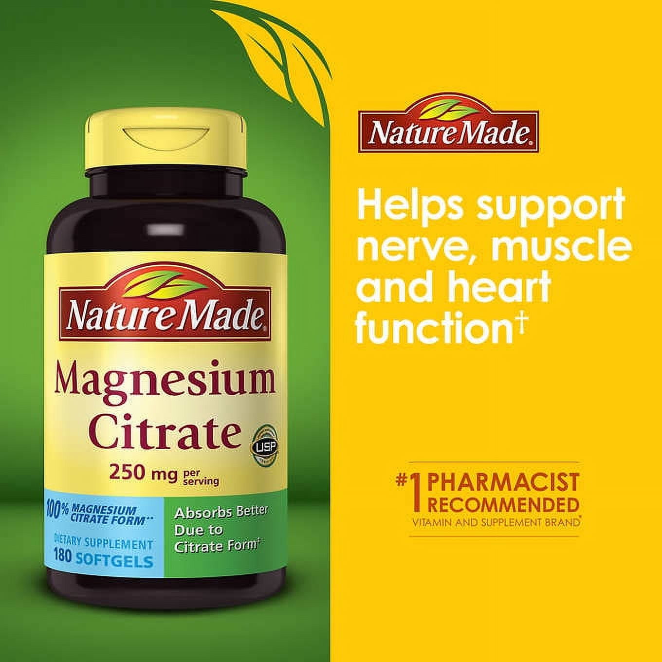 Nature Made Magnesium Citrate 250 mg., 180 Count