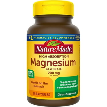 Nature Made Magnesium Glycinate 200 mg Per Serving Capsules, Dietary Supplement, 60 Count
