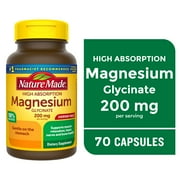 Nature Made Magnesium Glycinate 200 mg per Serving Capsules, Dietary Supplement, 70 Count