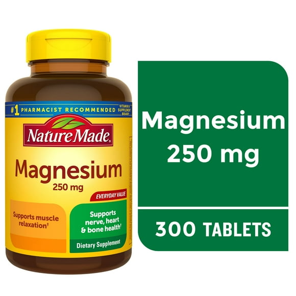 Nature Made Magnesium Oxide 250 mg Tablets, Supports Muscle Relaxation, 300 Count