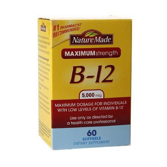 Nature Made Vitamin B12 Supplement Maximum Strength 5,000 mcg, 60ct