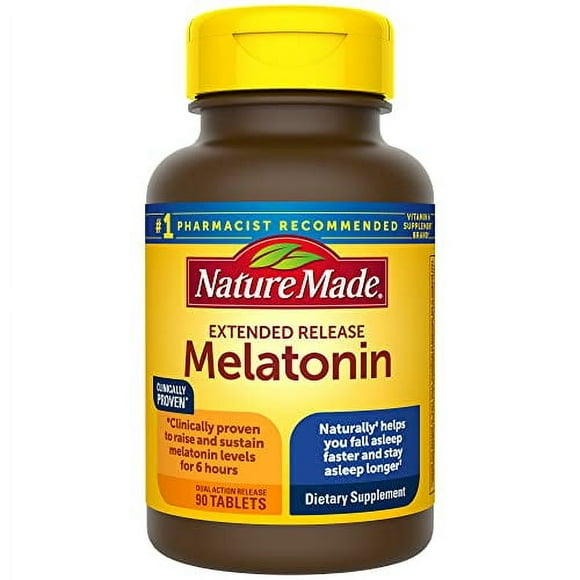 Nature Made Melatonin 4 mg Extended Release Tablets, Dietary Supplement for Restful Sleep, 90 Count, 90 Day Supply