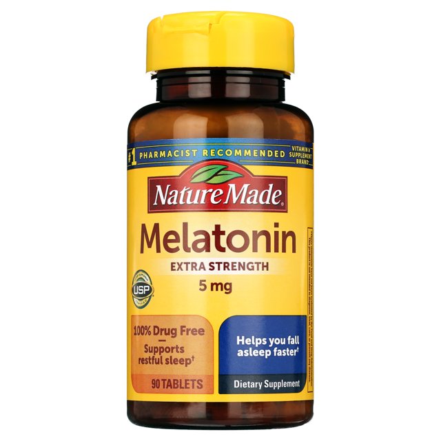 Nature Made Melatonin 5 mg Ex Strength Tablets, 100% Drug Free Sleep ...