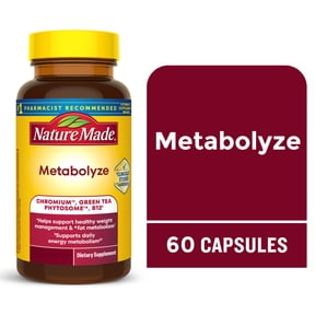 Nature Made Metabolyze Capsules, Chromium Picolinate, Green Tea Extract & B12, 60 Count