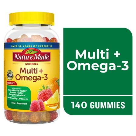 Nature Made Multivitamin + Omega-3 Gummies, Gummy Vitamins for Nutritional Support, 140 Ct