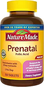 Nature Made Multi Prenatal Tablets - Rich in Folic Acid, Iron & Zinc Value Size 250 Ct