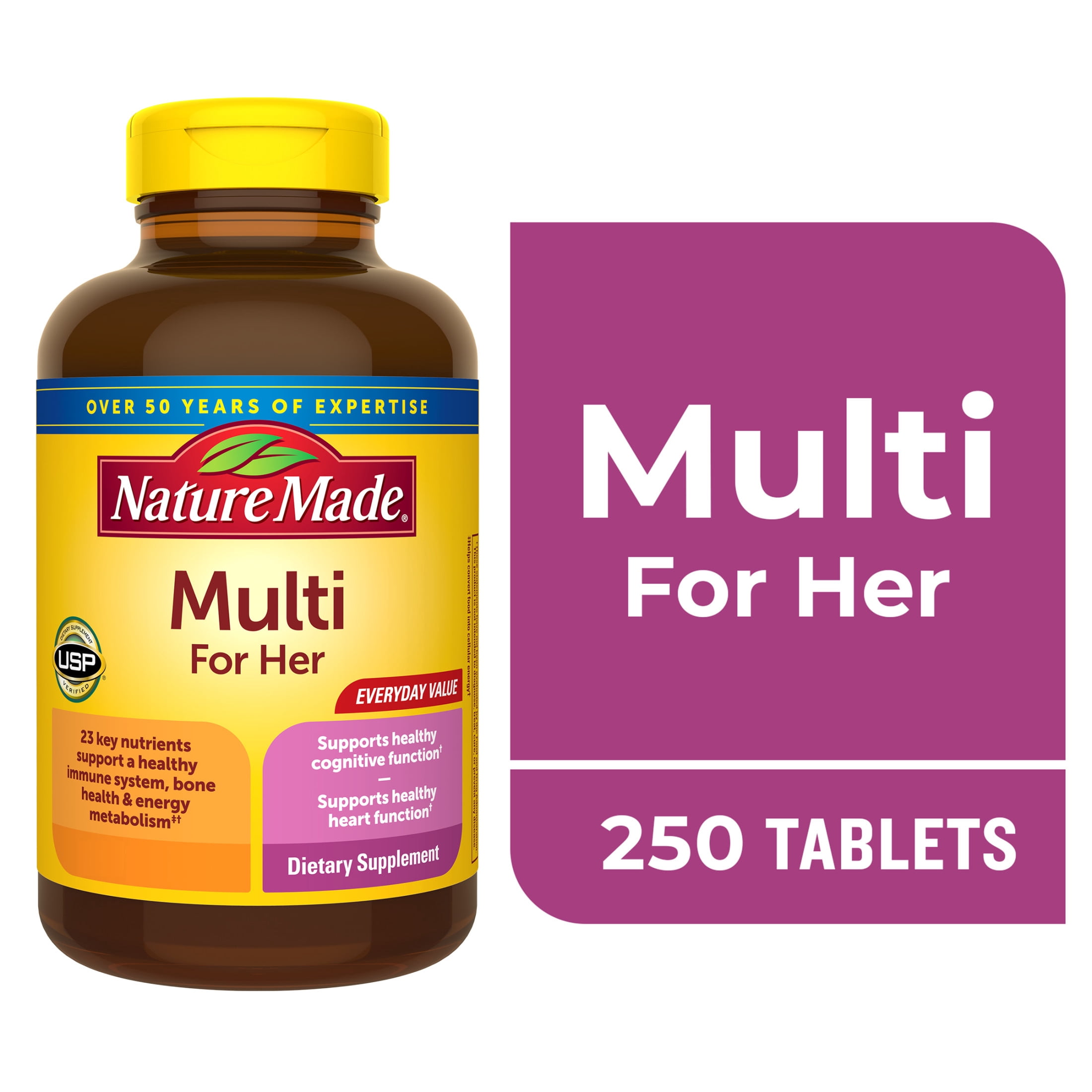 Nature Made Multi Vitamin For Women Tablets, Womens Multivitamin for Nutritional Support, 250 Ct