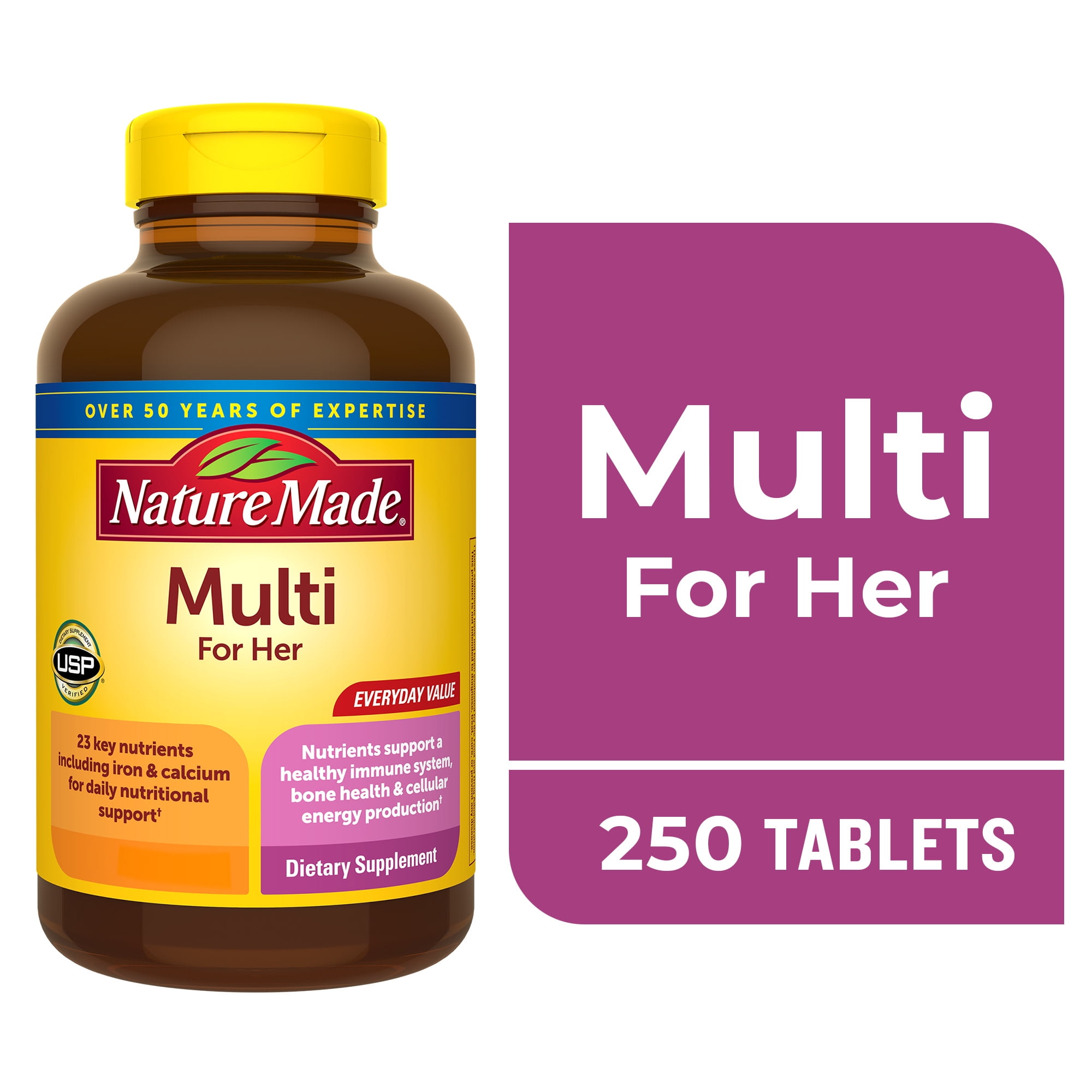 Nature Made Multi Vitamin For Women Tablets, Womens Multivitamin for Nutritional Support, 250 Ct