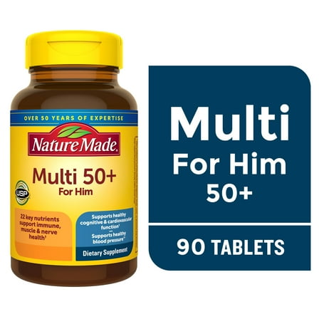 Nature Made Multi Vitamin For Men 50+, Men's Multivitamin for Nutritional Support, 90 Ct