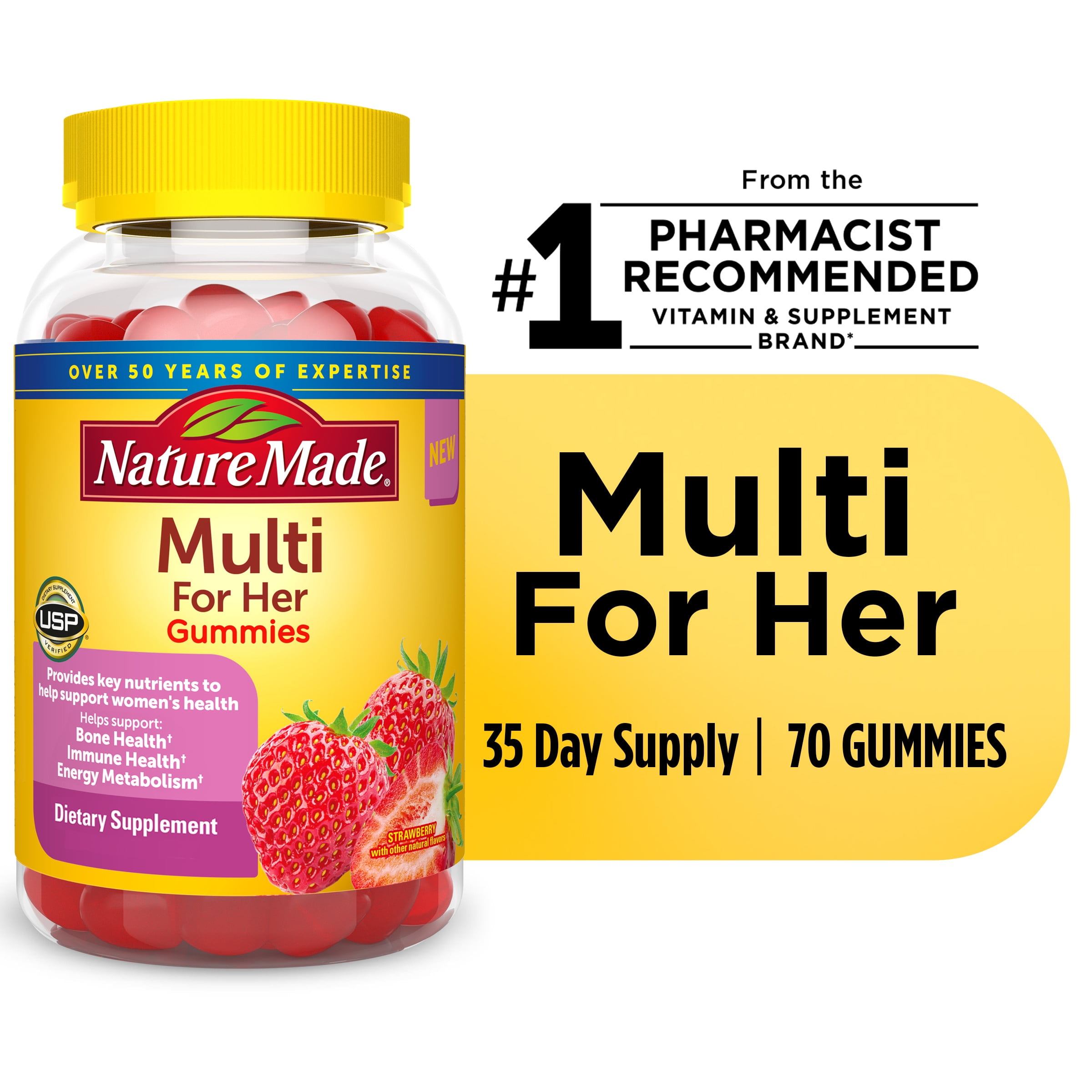 Nature Made Multivitamin For Her Gummies, Women's Multivitamin, 70