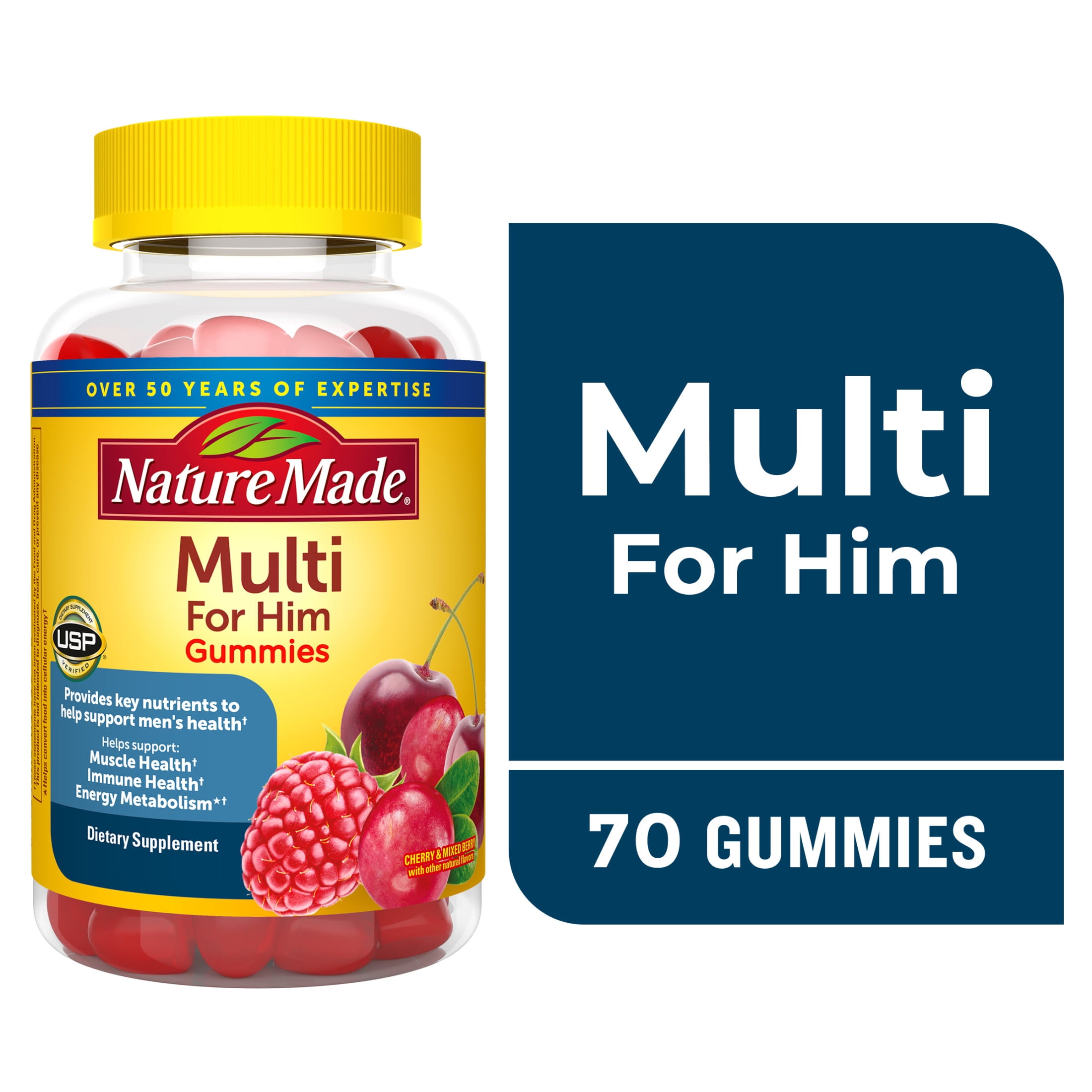 Nature Made Multivitamin For Men Gummies, Mens Multivitamin for Nutritional Support, 70 Ct