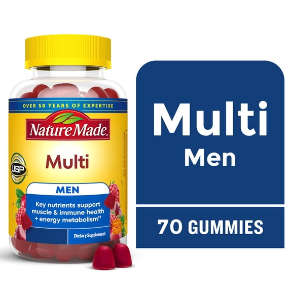 Nature Made Multivitamin For Men Gummies, Mens Multivitamin for Nutritional Support, 70 Ct