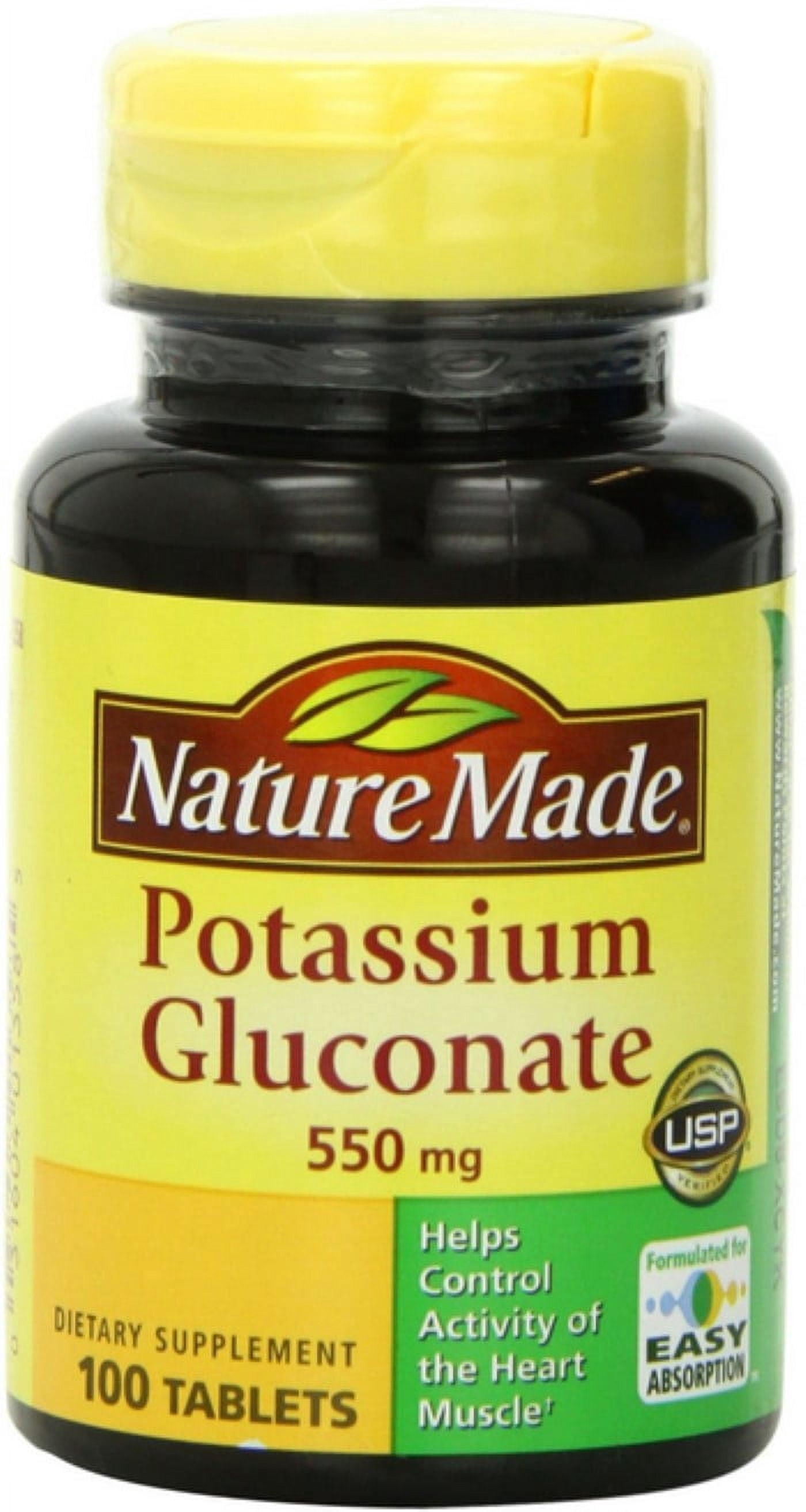 Nature Made Potassium Gluconate 550 mg Tablets 100 ea (Pack of 6)