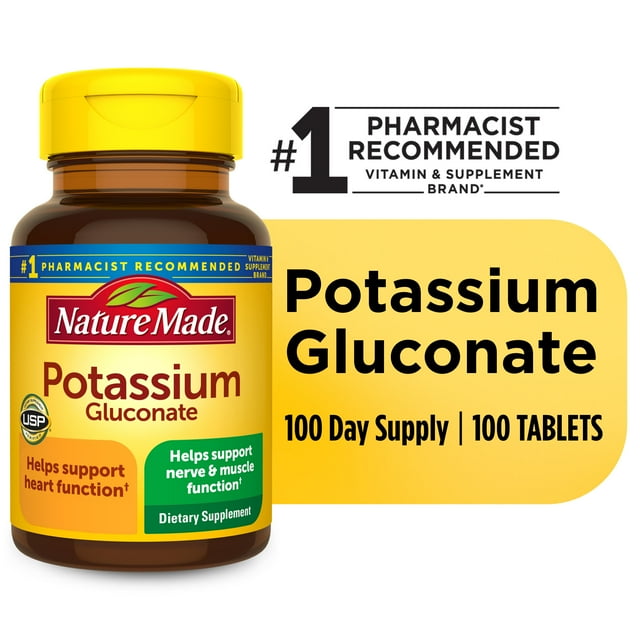 Nature Made Potassium Gluconate Tablets, 550 Mg, 100 Ct