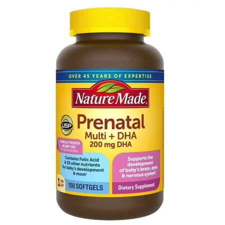 Nature Made Prenatal + DHA, 200 mg Softgels (150 ct.) 2 Pack