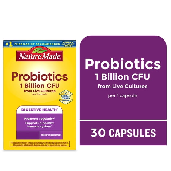 Nature Made Probiotic Capsules 1 Billion CFU From Live Cultures, 30 Count