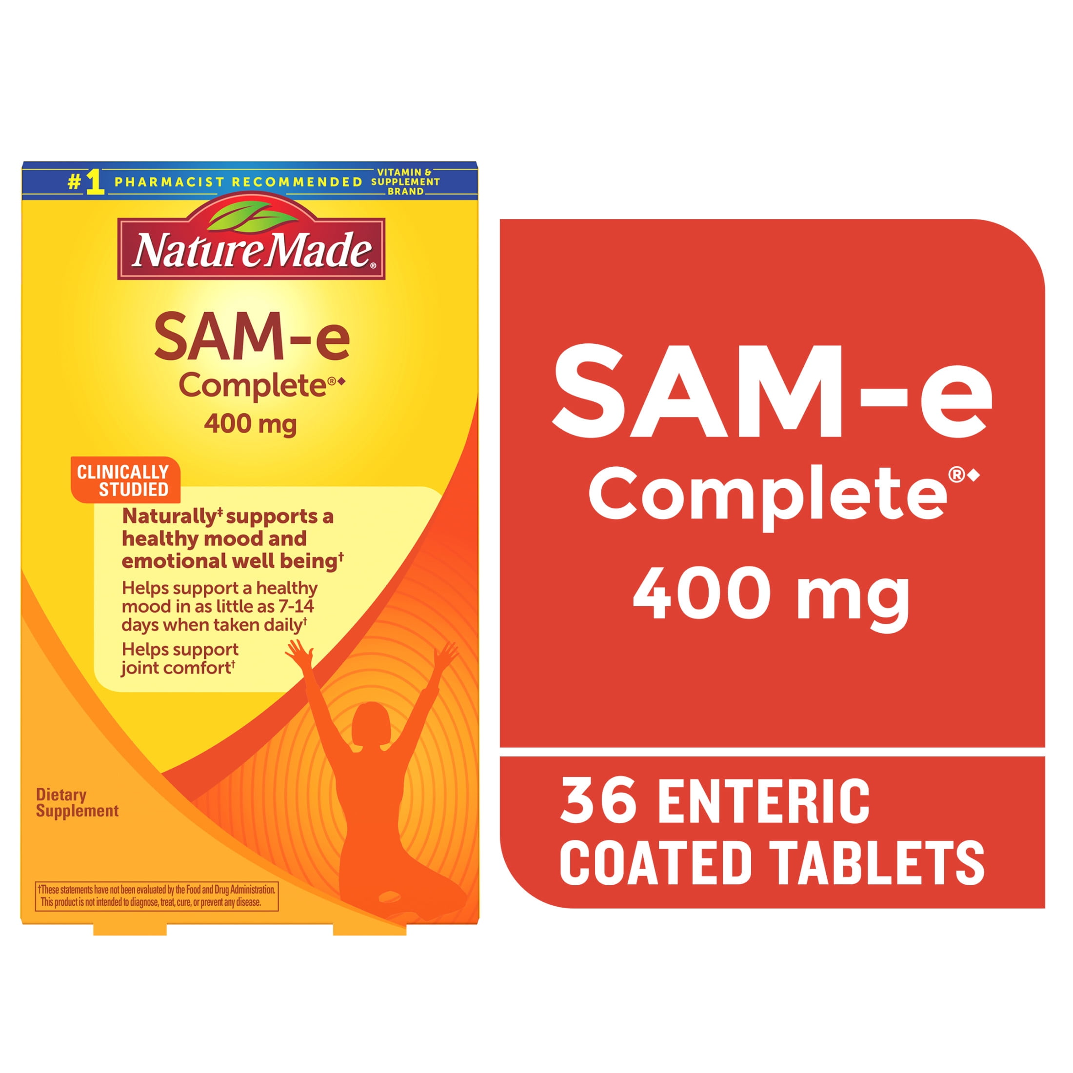 Nature Made SAM-e Complete 400 mg Tablets, Dietary Supplement for Mood Support, 36 Count
