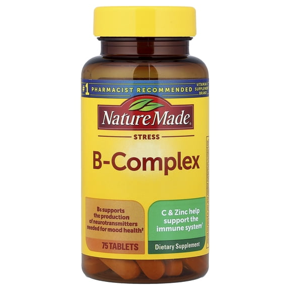 Nature Made Stress B Complex with Vitamin C and Zinc Tablets, Dietary Supplement, 75 Count
