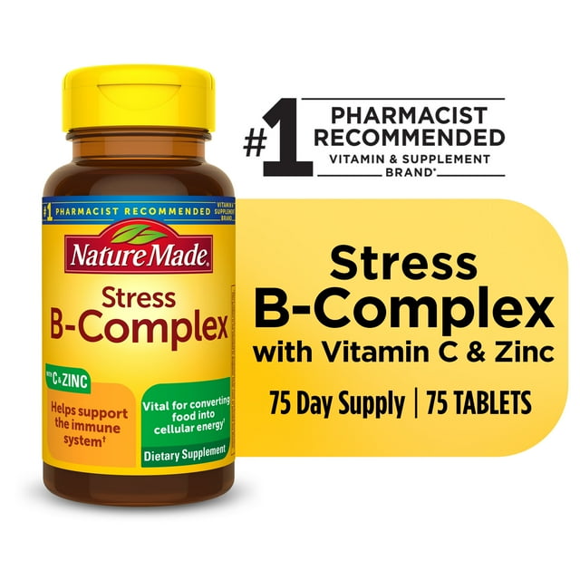 Nature Made Stress B Complex with Vitamin C and Zinc Tablets, Dietary