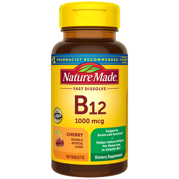 Nature Made Sublingual Vitamin B12 1000 Mcg. Cherry Flavored Lozenges 50 Ct, 3-Pack