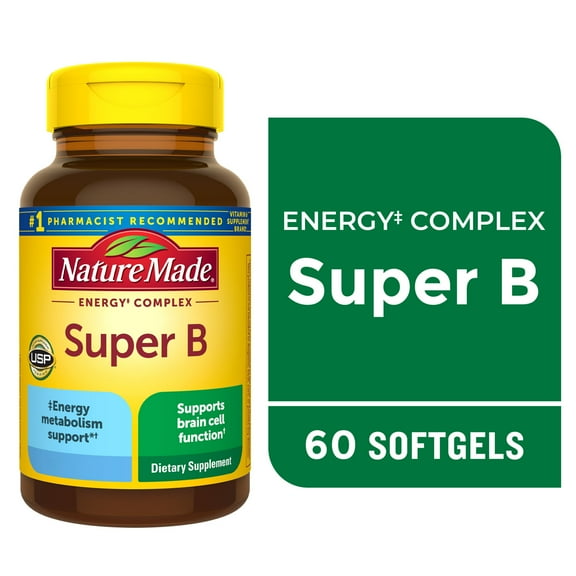 Nature Made Super B Energy Complex Softgels, Dietary Supplement, 60 Count