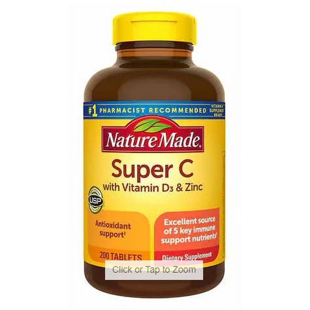 Nature Made Super C with Vitamin D3 and Zinc, 200 Tablets