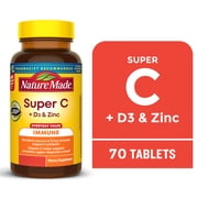Nature Made Super C Tablets for Immune Support with Vitamin D3 and Zinc, 70 Count