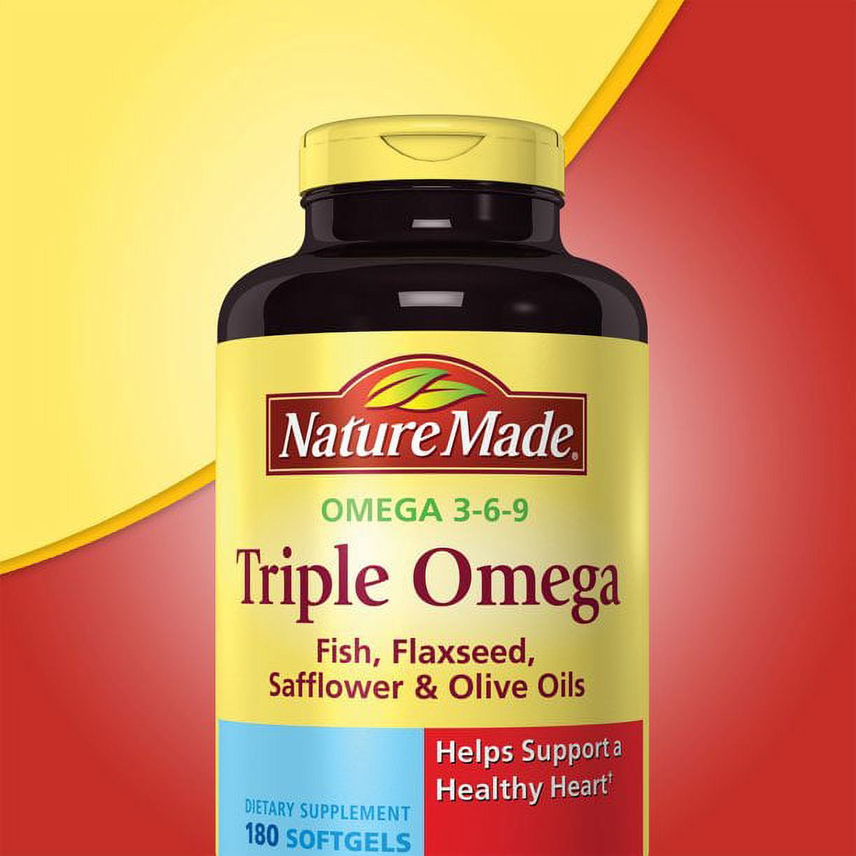 Nature Made Triple Omega Fish, Flaxseed, Safflower, and Olive Oils, 180 Softgels