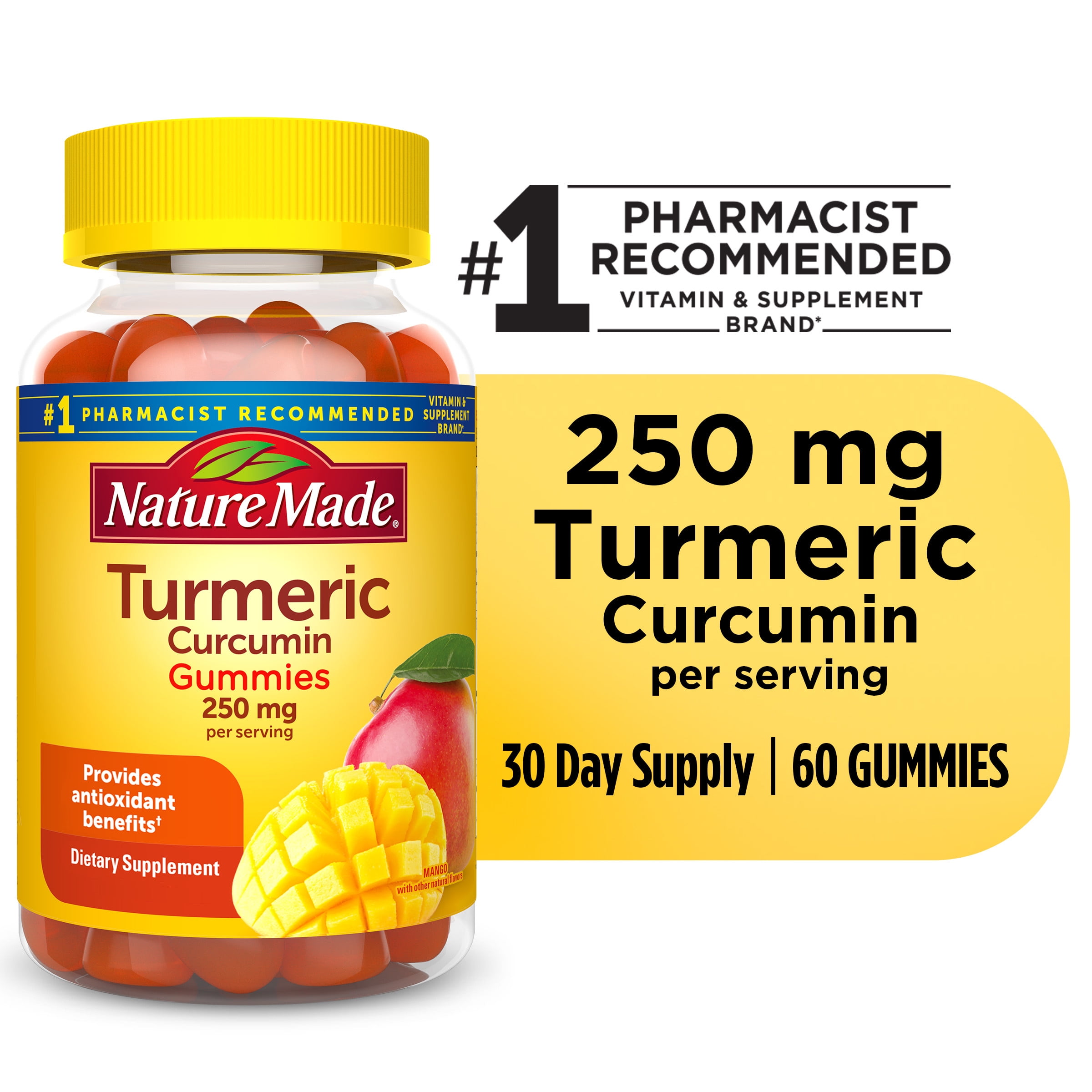Nature Made Turmeric Curcumin 250mg Per Serving Gummies, Dietary