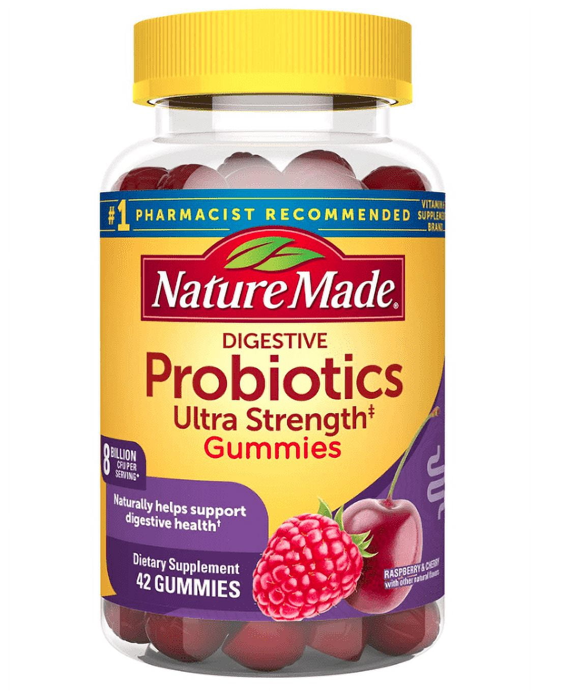 Nature Made Ultra Strength Digestive Probiotics Gummies 8 Billion CFU per Serving, 42 Gummies, to Support Digestive Health