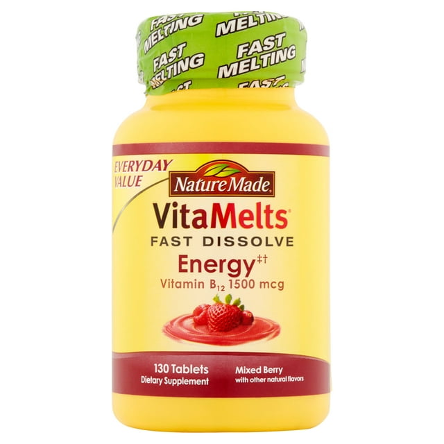 Nature Made VitaMelts Mixed Berry Vitamin B12 Fast Dissolve Tablets, 1500 mcg, 130 count