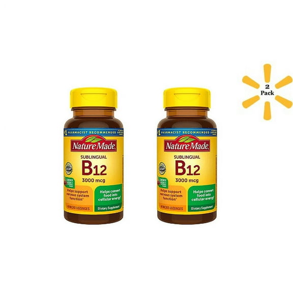 Nature Made Vitamin B-12 3000mcg, 40 Sublingual Lozenges, Cherry - 2 Pack