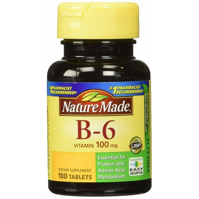 Nature Made Vitamin B6 100mg Tablets, Essential for Protein Metabolism