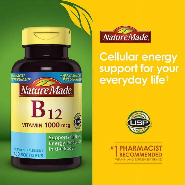 Nature Made Vitamin B12 1000 mcg., 400 Softgels for Cellular Energy