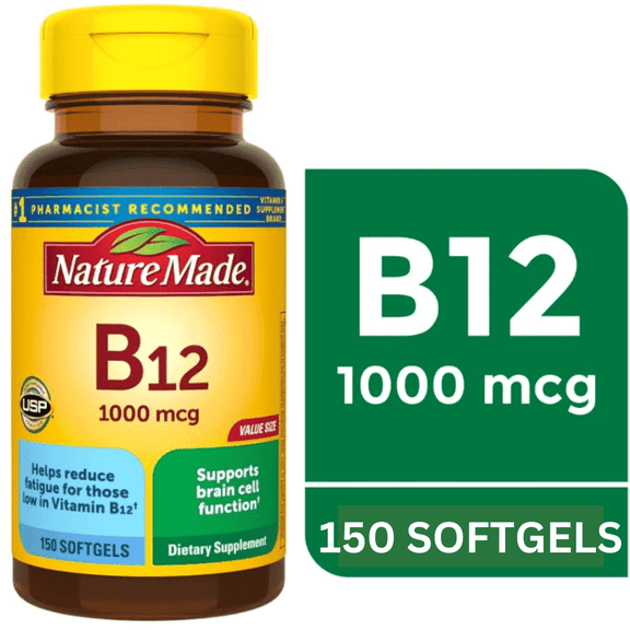 Nature Made Vitamin B12 1000 mcg Softgels, Dietary Supplement, 150 Count