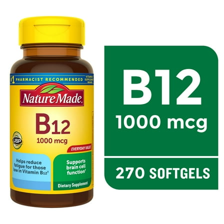 Nature Made Vitamin B12 1000 mcg Softgels, Dietary Supplement, 270 Count