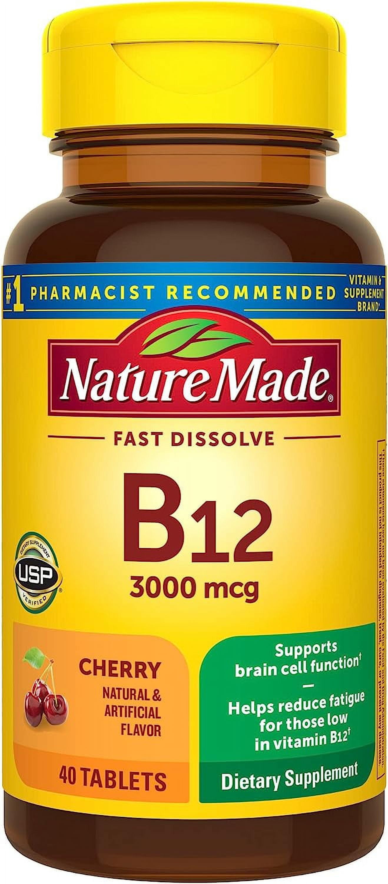 Nature Made Vitamin B12 3000 mcg, Easy to Take Sublingual B12 for