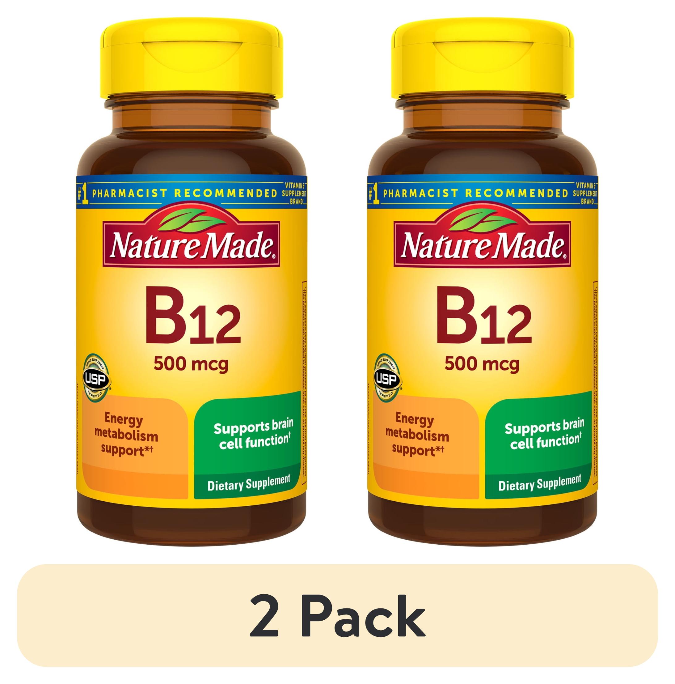  2 Pack Nature Made Vitamin B12 500 Mcg Tablets Dietary Supplement 