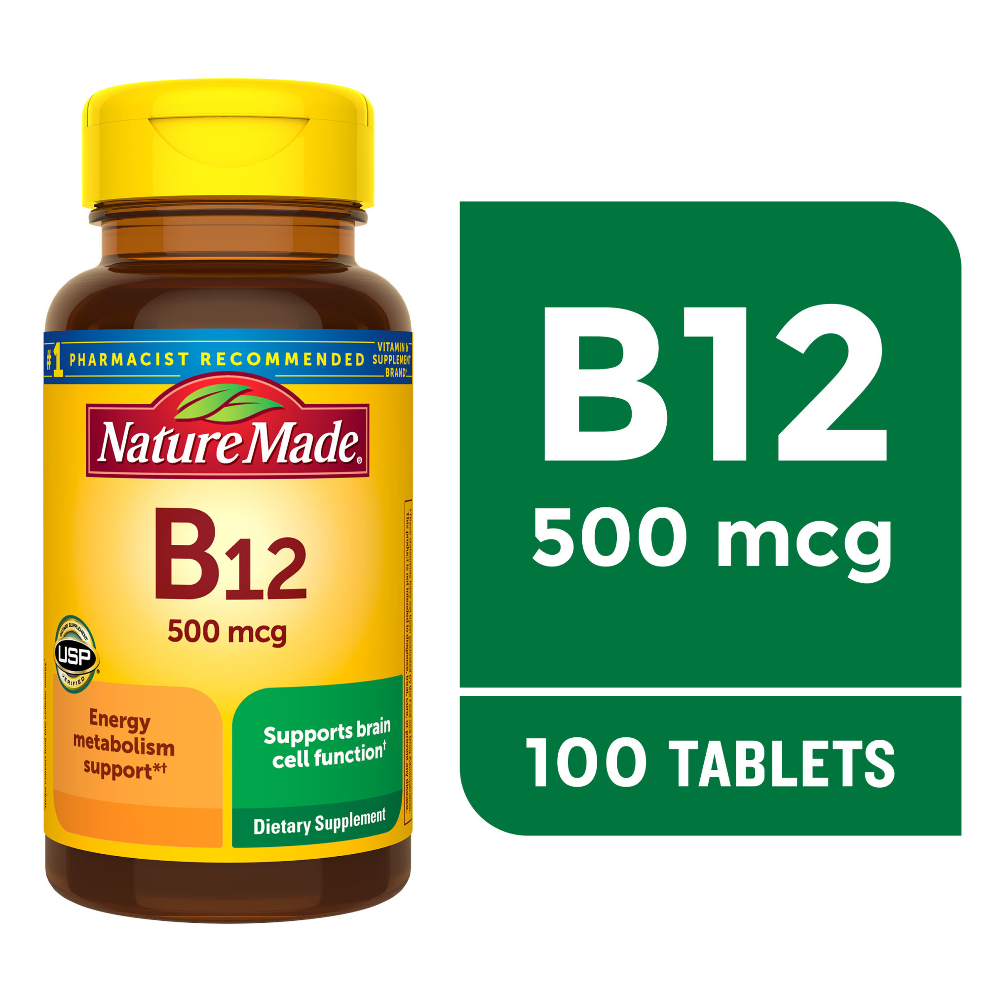 Nature Made Vitamin B12 500 mcg Tablets, Dietary Supplement, 100 Count - image 1 of 11