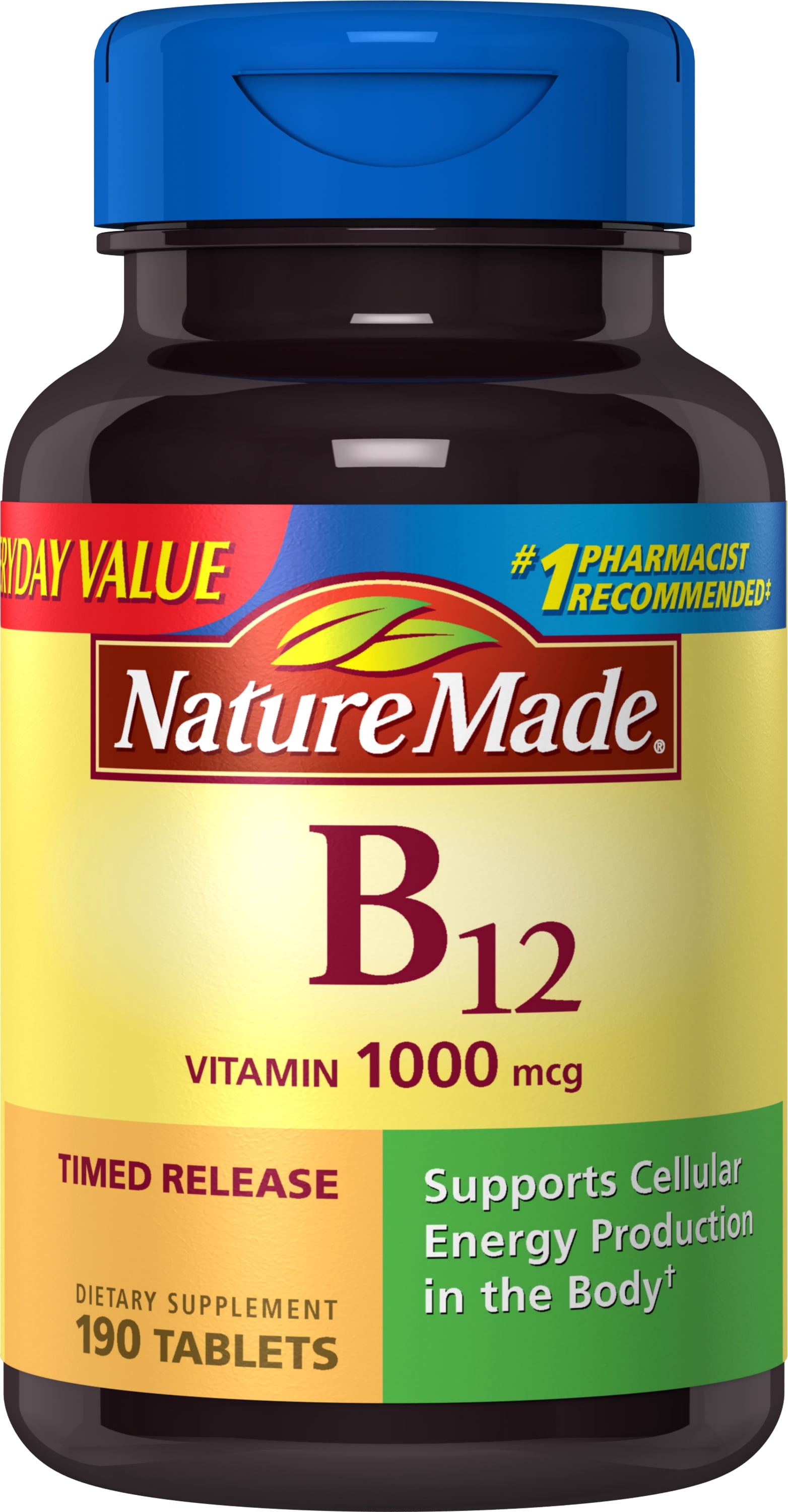 Nature Made Vitamin B12 Tablets, 1000mcg Everyday Value, 190 count