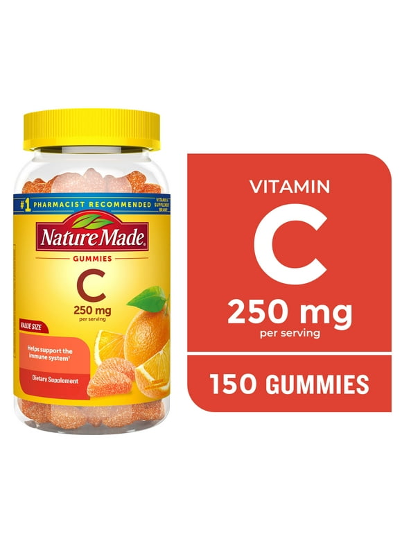 Nature Made Vitamin C 250 mg Per Serving Gummies, Dietary Supplement for Immune Support, 150 Count