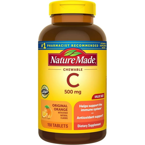 Nature Made Vitamin C 500 mg Chewable Tablets 150 ea (Pack of 6)
