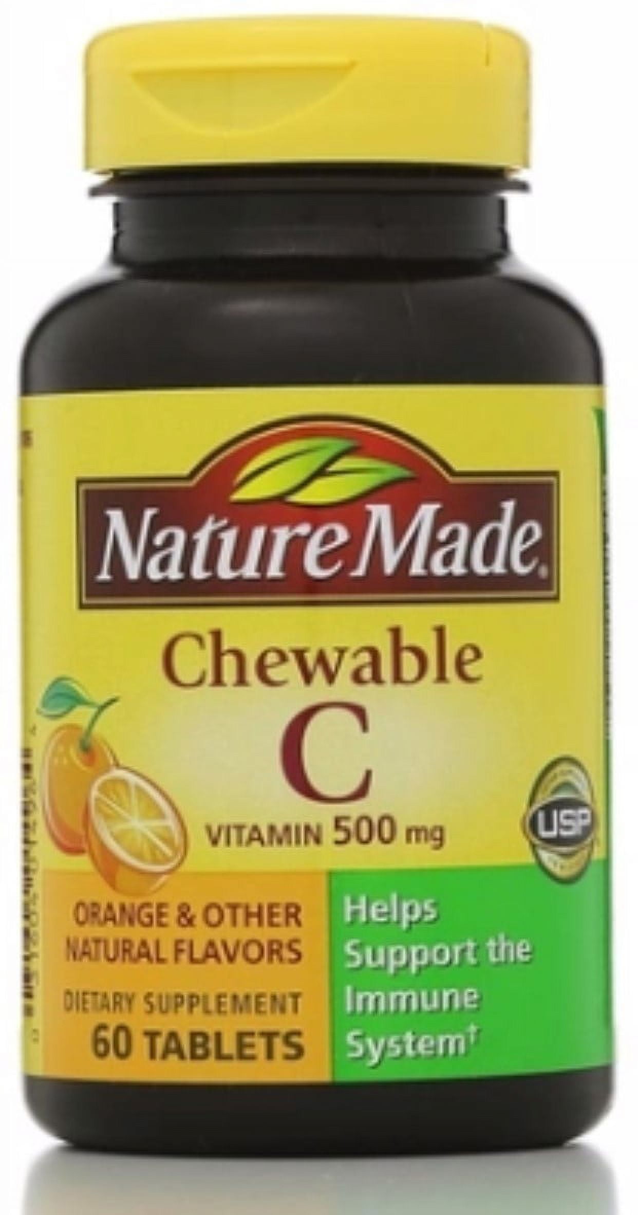 Nature Made Vitamin C 500 mg Chewable Tablets, Orange 60 ea (Pack of 3)