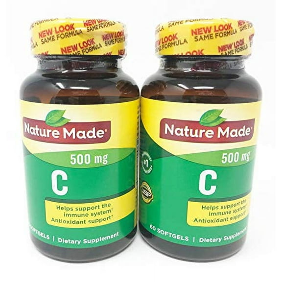 Nature Made Vitamin C 500 mg Liquid Softgels 60 Soft Gels (Pack of 2)